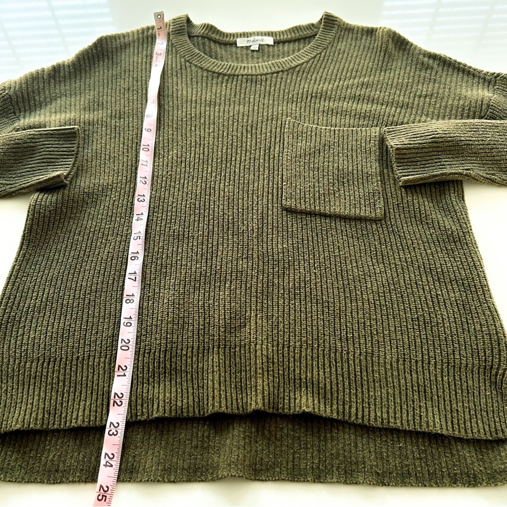 Madewell Thompson Pocket Pullover Sweater Heather Elm Green Size M - Picture 12 of 16